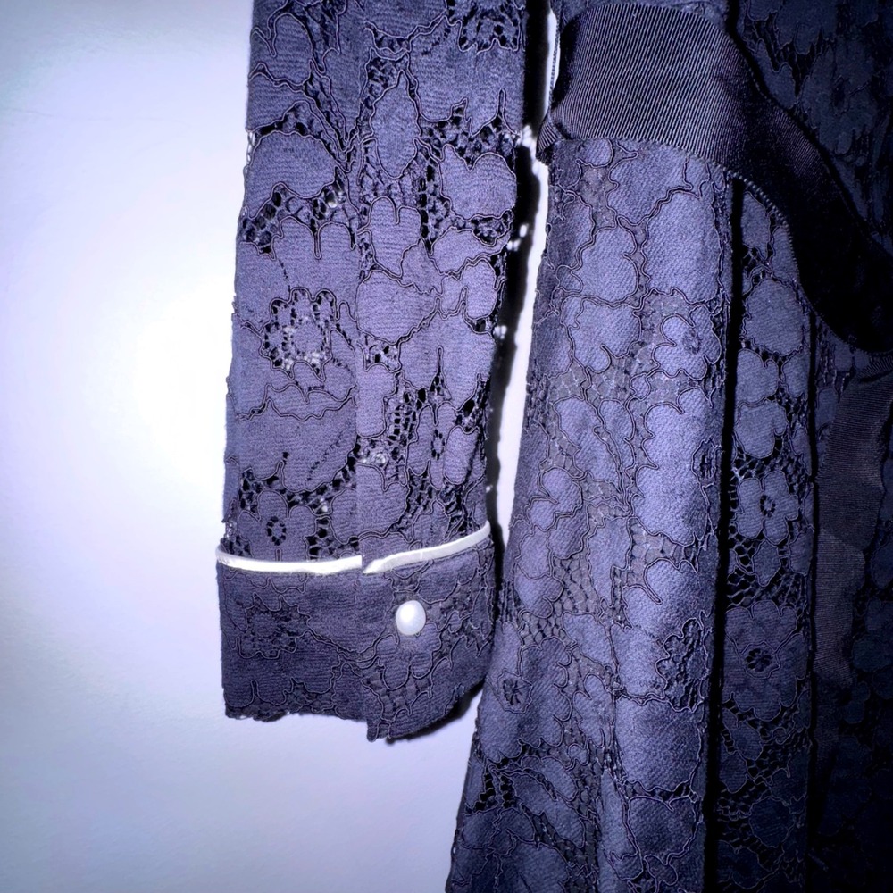 CH Carolina Herrera Floral Lace Peter Pan Collar Dress Women 10 Black Luxury - Picture 5 of 16
